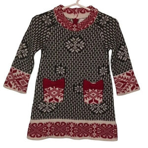 HEIRLOOMS by Polly Flinders Sz 18M Gray, Cream & Red Sweater Dress